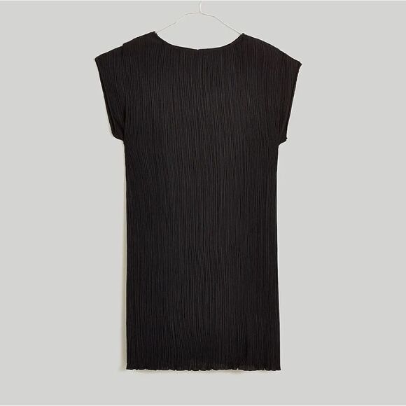Madewell Black Plissé Pleated Mini Dress NWT Size 12 Little Black Dress Party - Picture 5 of 16